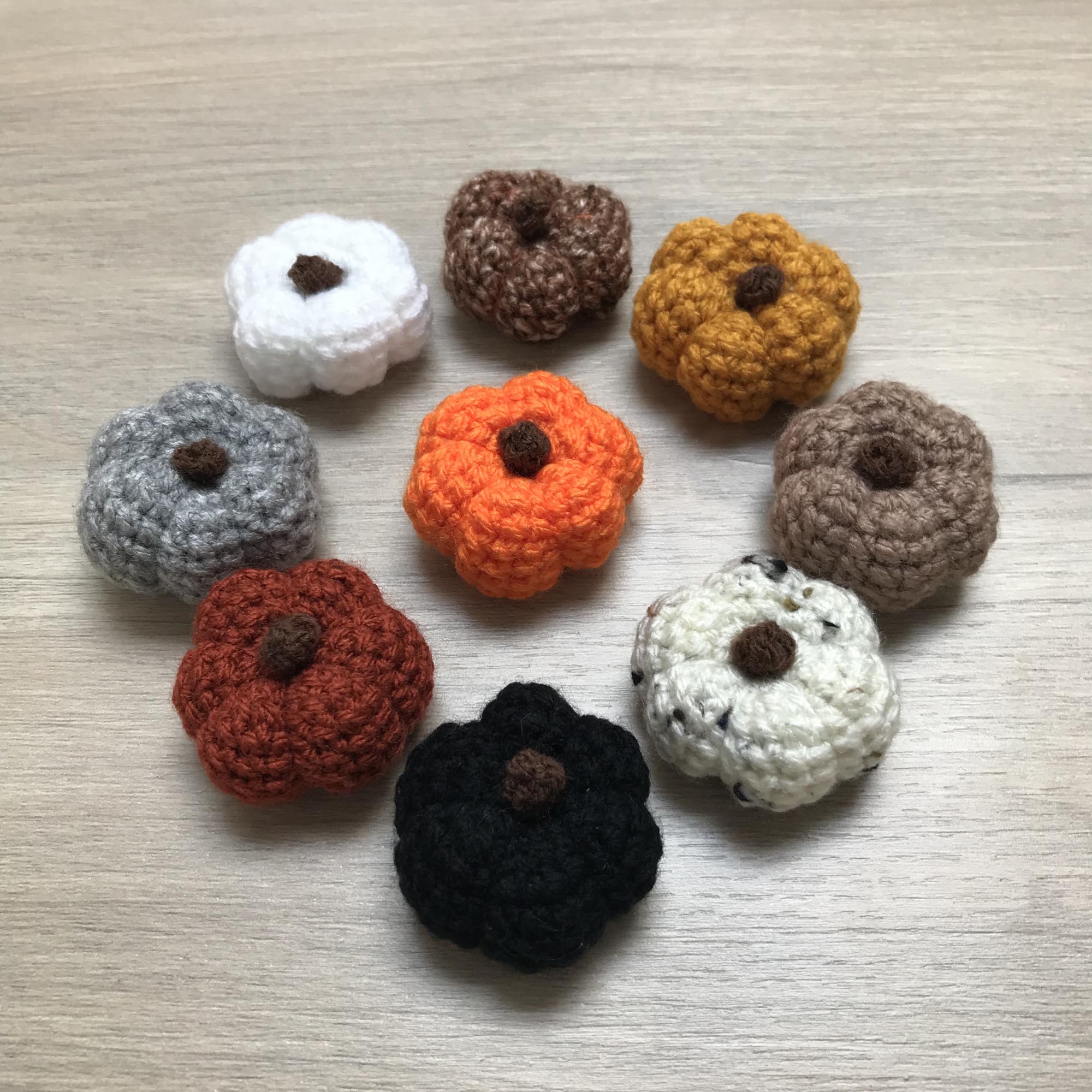 Mini Crochet Pumpkin Decorations with Stalk
