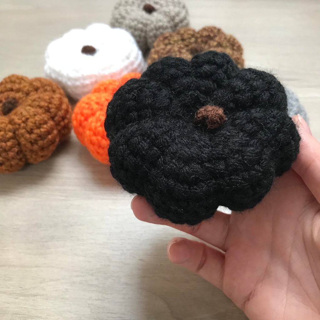 Crochet Large Pumpkin Decoration with Stalk