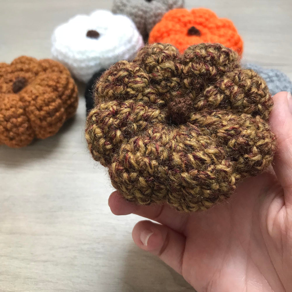 Crochet Large Pumpkin Decoration with Stalk