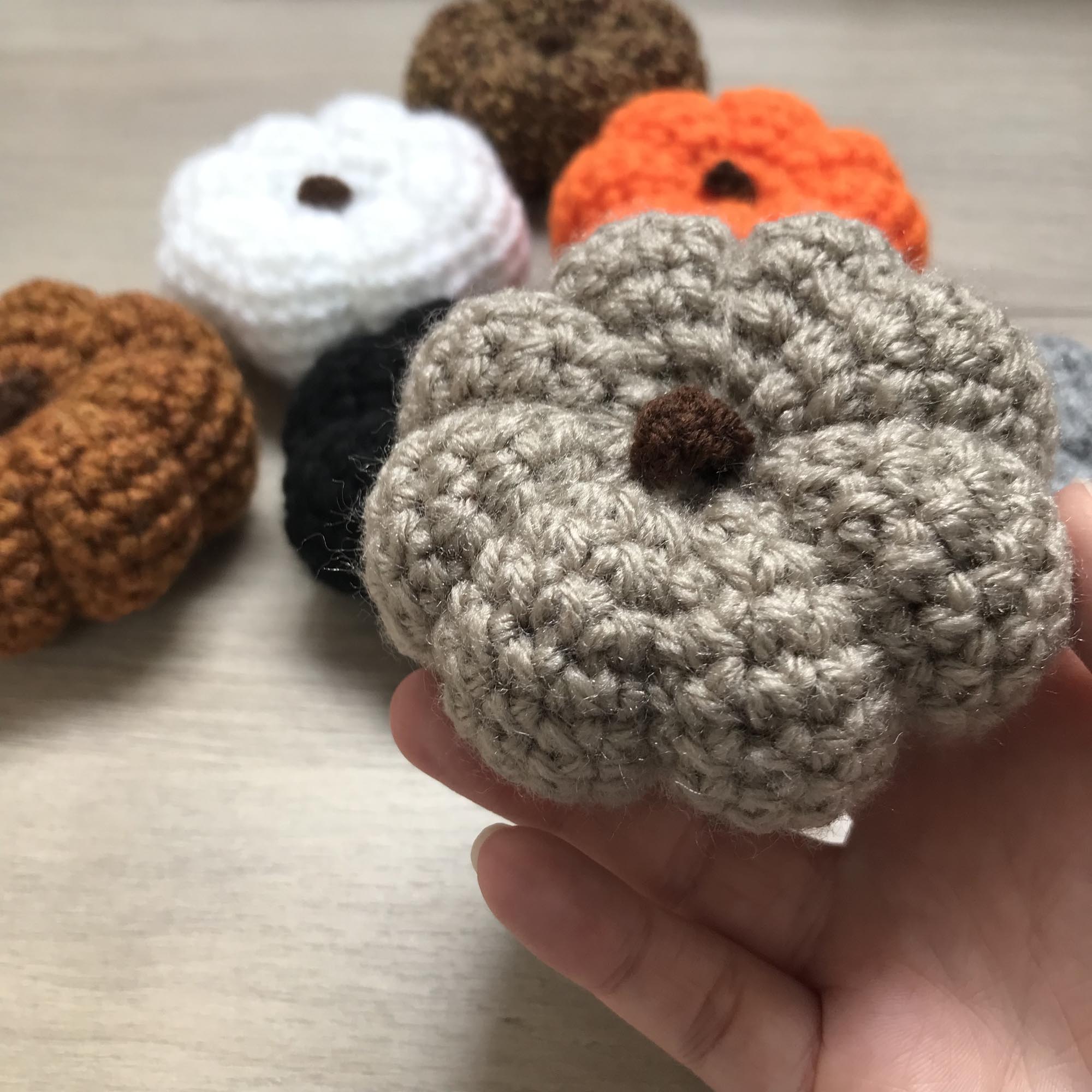 Crochet Large Pumpkin Decoration with Stalk