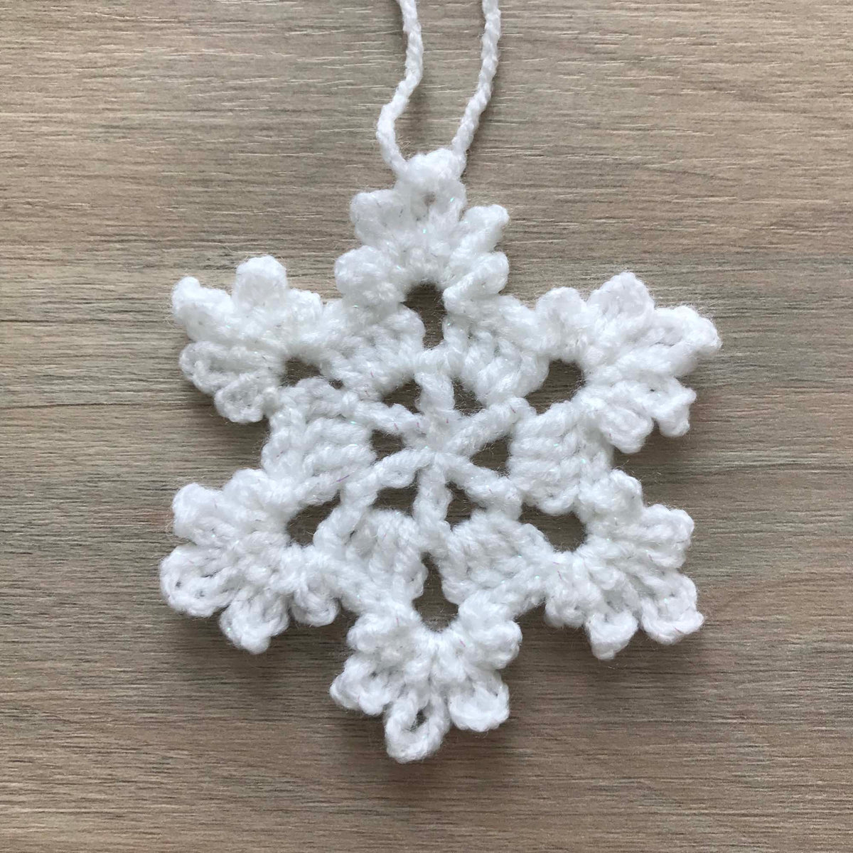 Crochet Sparkly Christmas Snowflake Decoration