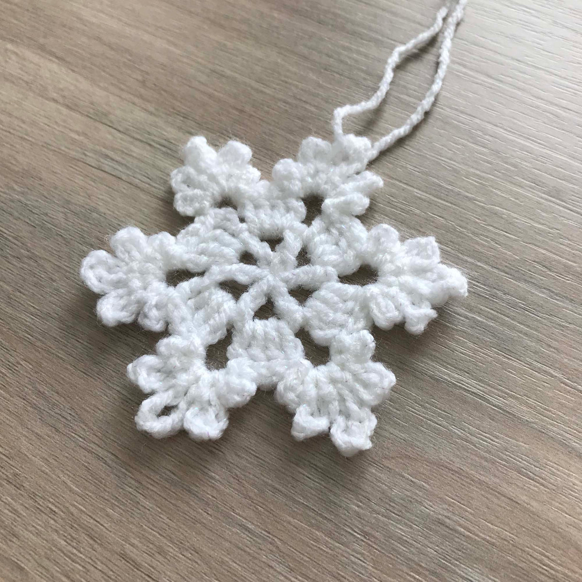 Crochet Sparkly Christmas Snowflake Decoration