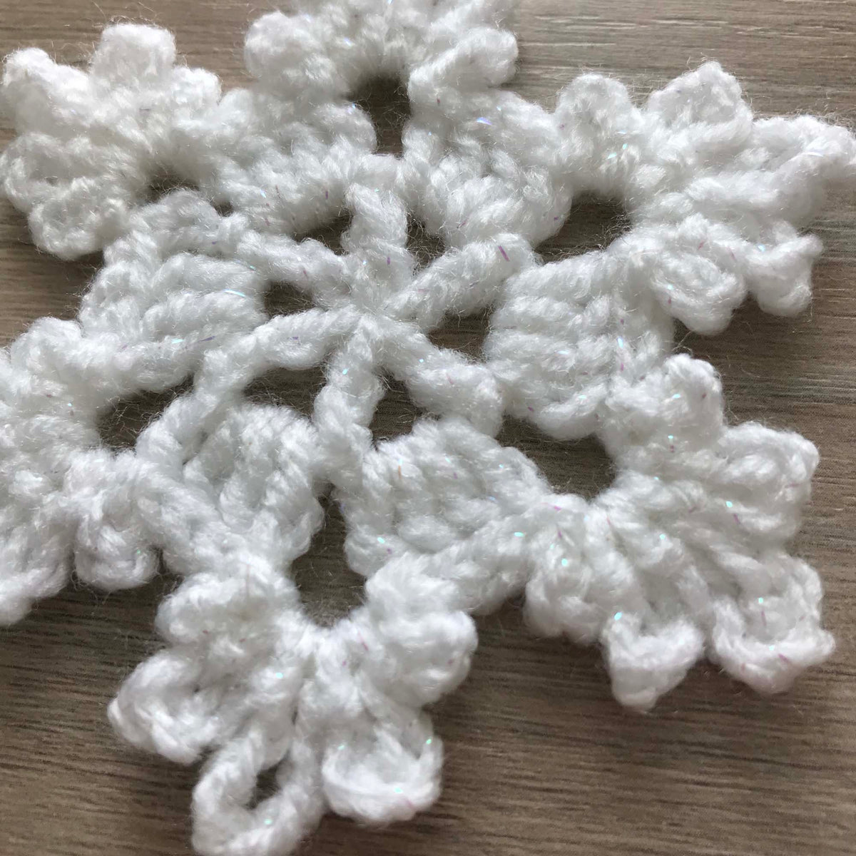 Crochet Sparkly Christmas Snowflake Decoration