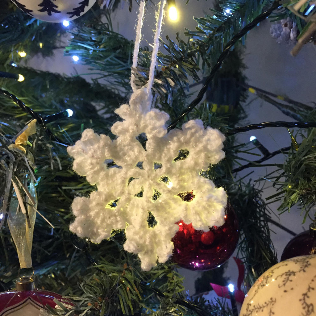 Crochet Sparkly Christmas Snowflake Decoration