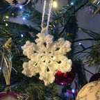 Crochet Sparkly Christmas Snowflake Decoration