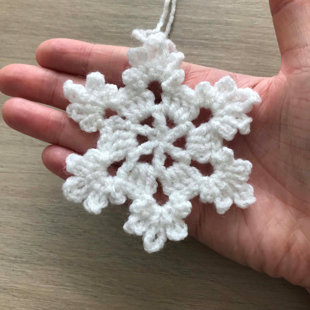 Crochet Sparkly Christmas Snowflake Decoration
