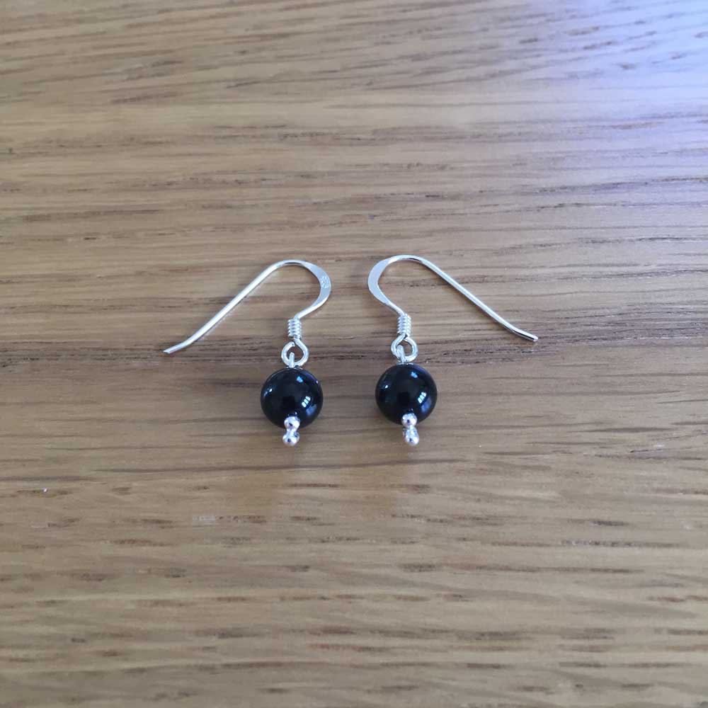Sterling Silver Black Onyx Handmade Bead Earrings