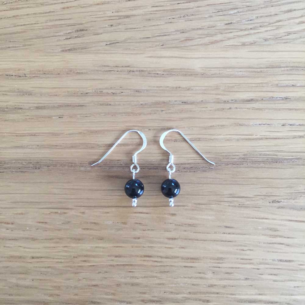Sterling Silver Black Onyx Handmade Bead Earrings