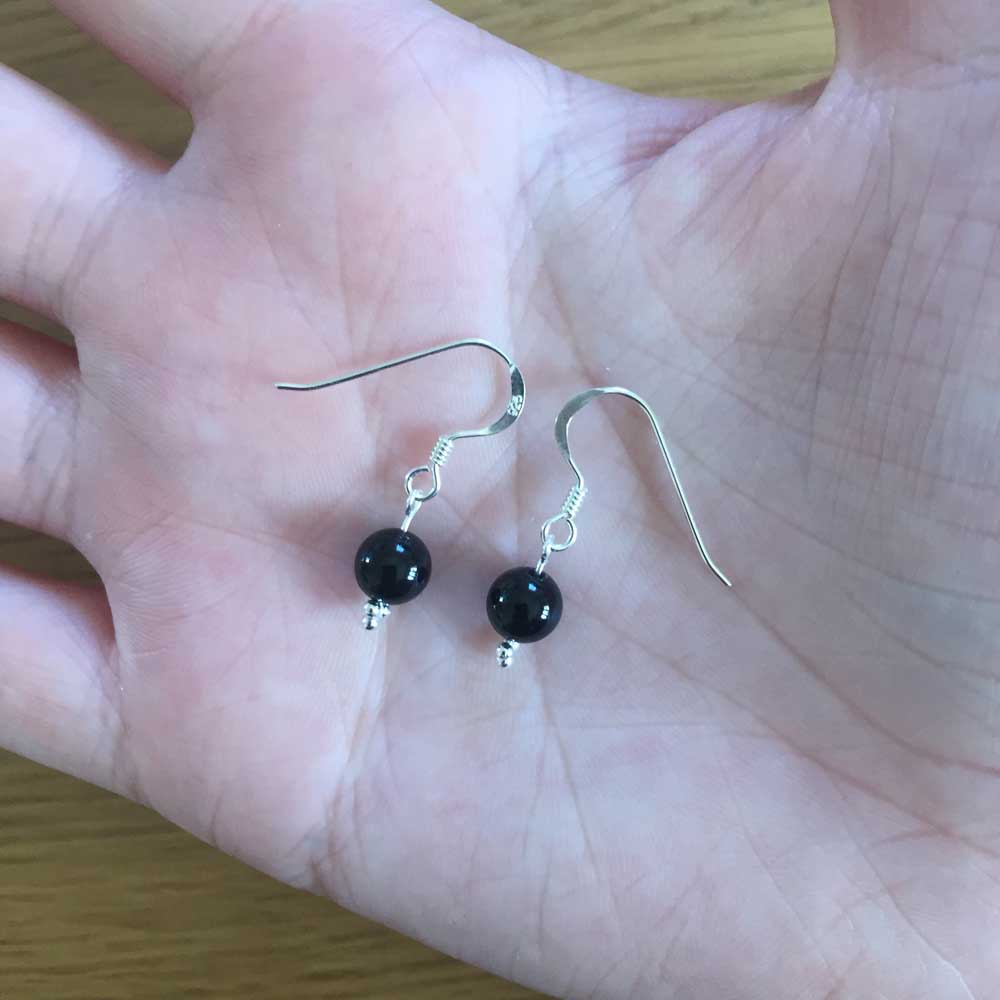 Sterling Silver Black Onyx Handmade Bead Earrings