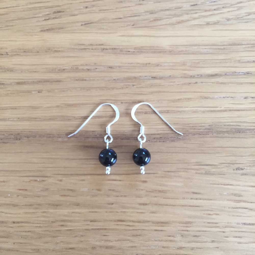 Sterling Silver Black Onyx Handmade Bead Earrings