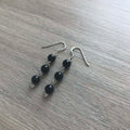 Handmade Sterling Silver Black Onyx 3 Bead Drop Earrings