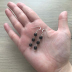 Handmade Sterling Silver Black Onyx 3 Bead Drop Earrings