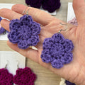 Purple Crochet Flower Surgical Steel Hook Earrings