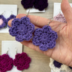 Purple Crochet Flower Surgical Steel Hook Earrings
