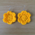Yellow Crochet Flower Surgical Steel Hook Earrings