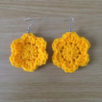 Yellow Crochet Flower Surgical Steel Hook Earrings