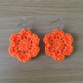 Orange Crochet Flower Surgical Steel Hook Earrings