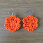 Orange Crochet Flower Surgical Steel Hook Earrings