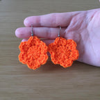 Orange Crochet Flower Surgical Steel Hook Earrings