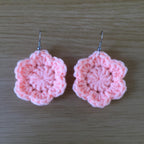 Peach Crochet Flower Surgical Steel Hook Earrings