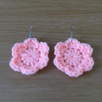 Peach Crochet Flower Surgical Steel Hook Earrings