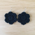 Black Crochet Flower Surgical Steel Hook Earrings