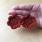 Rust Crochet Flower Surgical Steel Hook Earrings