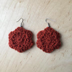 Rust Crochet Flower Surgical Steel Hook Earrings