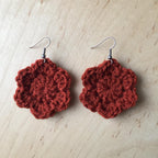 Rust Crochet Flower Surgical Steel Hook Earrings