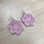 Mauve Crochet Flower Surgical Steel Hook Earrings