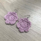 Mauve Crochet Flower Surgical Steel Hook Earrings