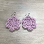 Mauve Crochet Flower Surgical Steel Hook Earrings
