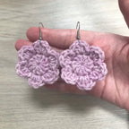 Mauve Crochet Flower Surgical Steel Hook Earrings