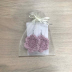 Mauve Crochet Flower Surgical Steel Hook Earrings