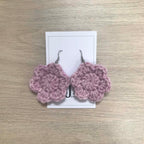 Mauve Crochet Flower Surgical Steel Hook Earrings