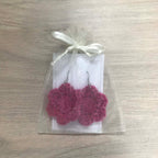 Fuchsia Crochet Flower Surgical Steel Hook Earrings