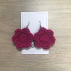 Fuchsia Crochet Flower Surgical Steel Hook Earrings
