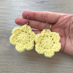 Light Yellow Crochet Flower Surgical Steel Hook Earrings