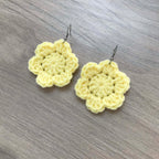 Light Yellow Crochet Flower Surgical Steel Hook Earrings