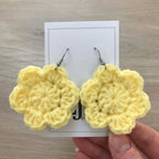Light Yellow Crochet Flower Surgical Steel Hook Earrings