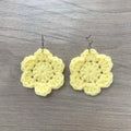 Light Yellow Crochet Flower Surgical Steel Hook Earrings