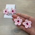 Cherry Blossom Crochet Flower Surgical Steel Hook Earrings