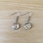 Handmade Gold Glitter Cabochon Surgical Steel Hook Earrings 14mm
