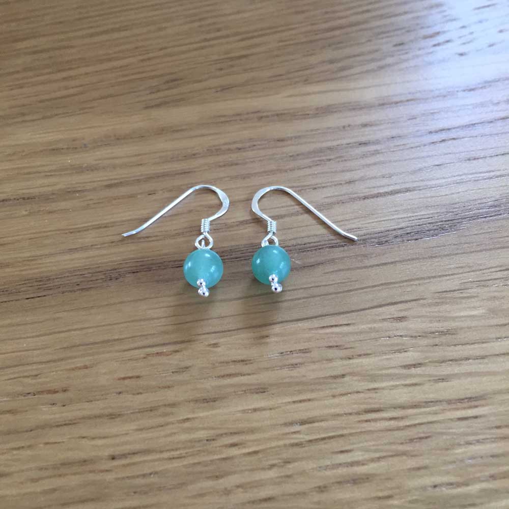 Sterling Silver Green Aventurine Handmade Bead Earrings