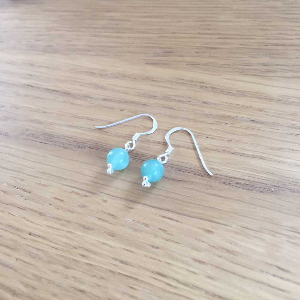 Sterling Silver Green Aventurine Handmade Bead Earrings
