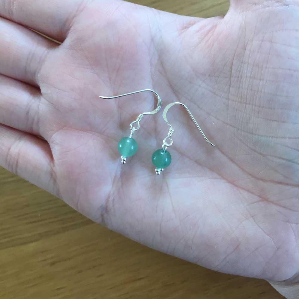 Sterling Silver Green Aventurine Handmade Bead Earrings
