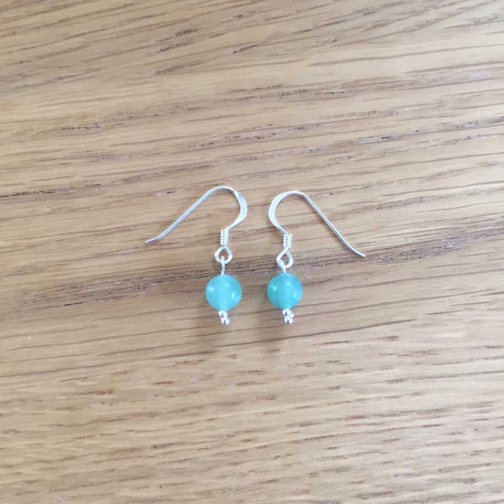Sterling Silver Green Aventurine Handmade Bead Earrings