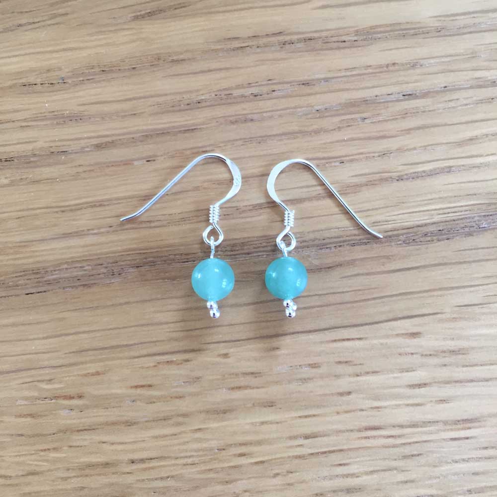 Sterling Silver Green Aventurine Handmade Bead Earrings