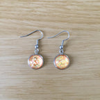 Handmade Orange Glitter Cabochon Surgical Steel Hook Earrings 14mm