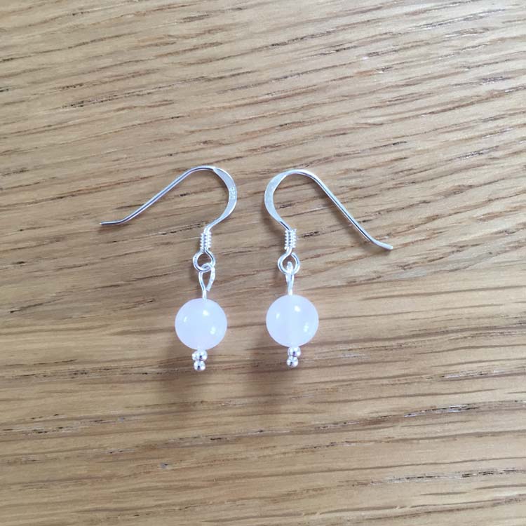 Sterling Silver Rose Quartz Handmade Bead Earrings